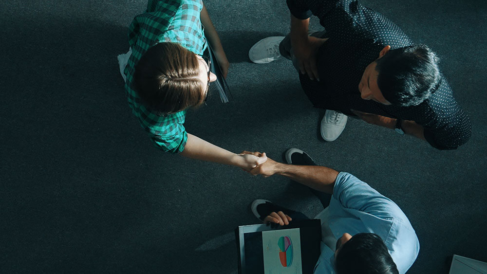 Aerial view of a handshake